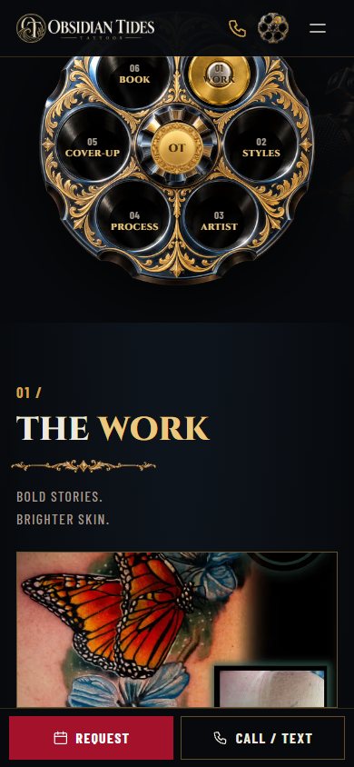 Obsidian Tides: Revolver website on a phone