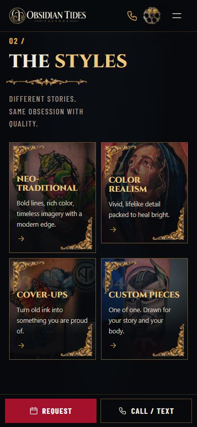 Obsidian Tides: Revolver website on a phone