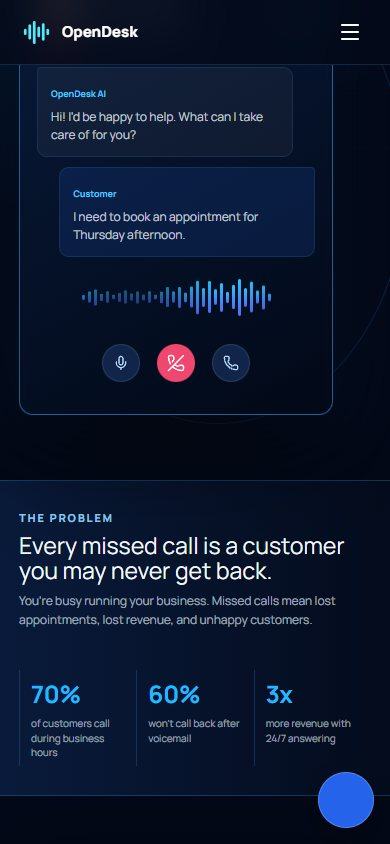 OpenDesk website on a phone