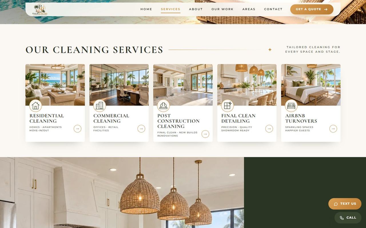 Palm & Pearl website, desktop view 2