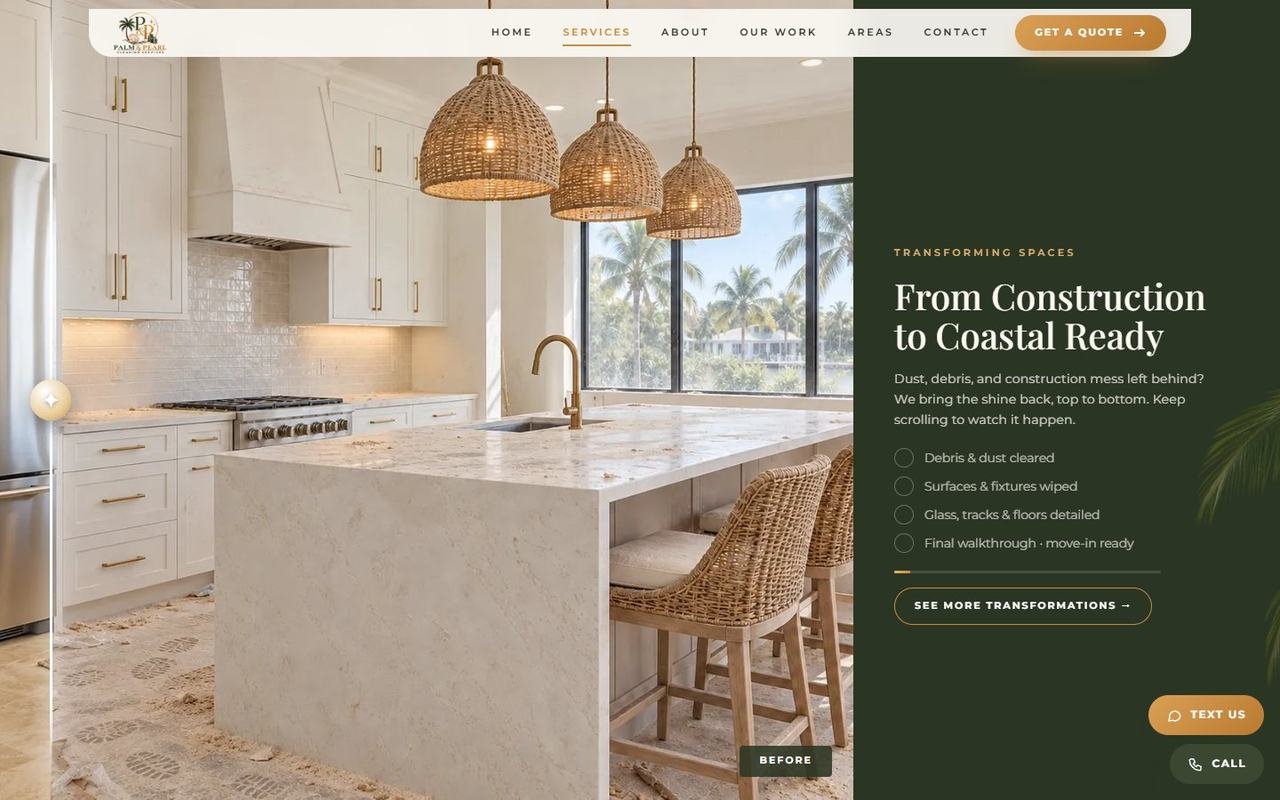 Palm & Pearl website, desktop view 3