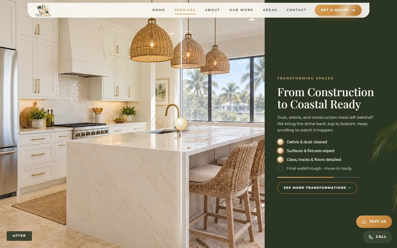 Palm & Pearl website, desktop view 4