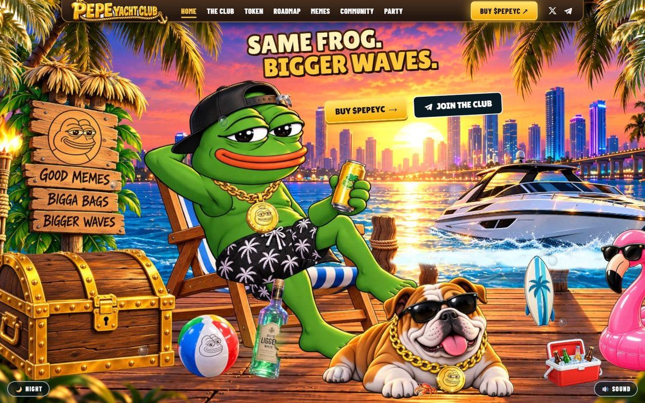 Pepe Yacht Club website, desktop view 4